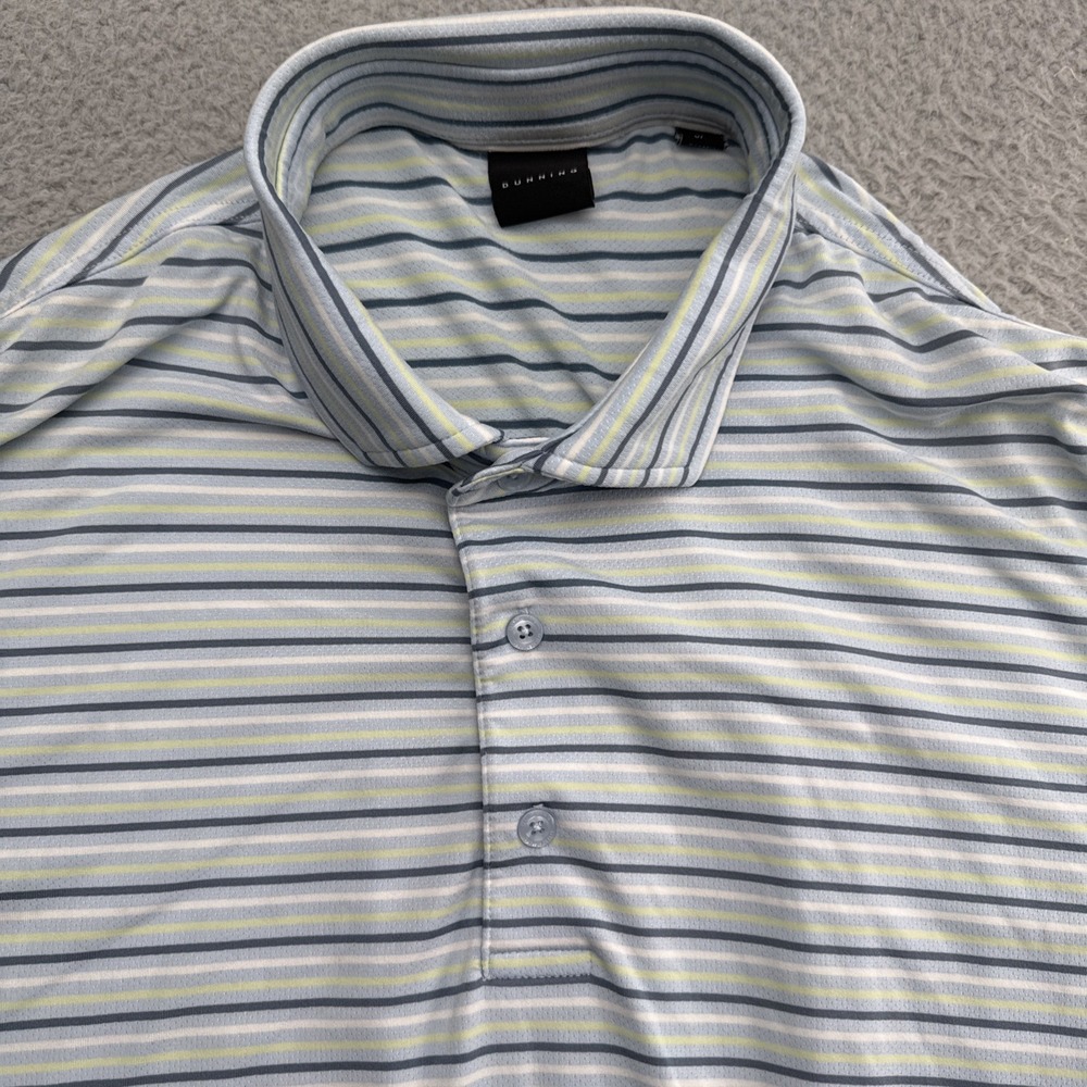 Dunning Golf Polo Shirt Mens XL Green Striped Performance Stretch Short Sleeve